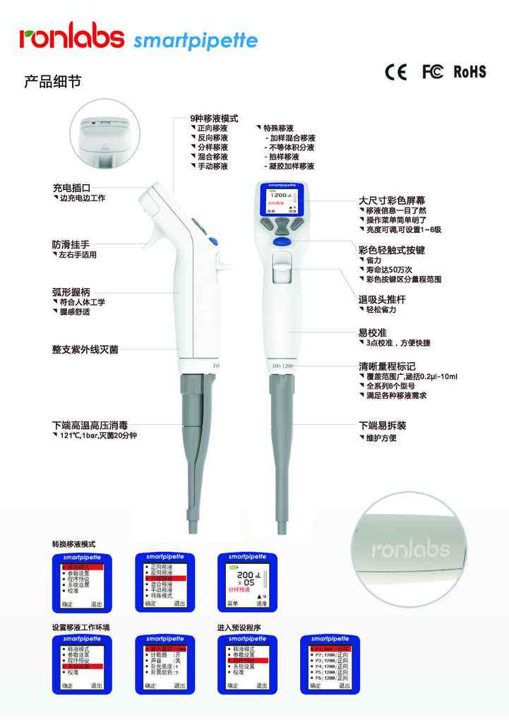 罗恩RONLABSSmartpipette电动移液器