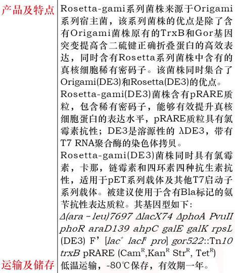 大肠杆菌Rosetta-gami B(DE3)plysS菌种