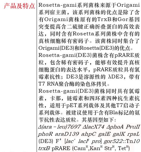 大肠杆菌Rosetta-gami(DE3)菌种