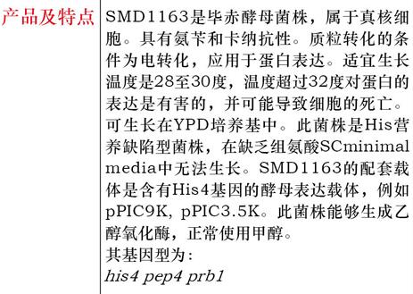 毕赤酵母SMD1163菌种
