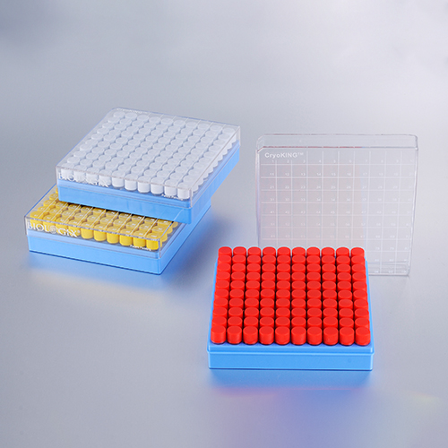 1.5ml冻存管（带透明管盖）＋2英寸冻存盒（蓝色，133*133*52mm；盒子带条码+直读码），，伽马射线灭菌，无RNase、无DNase、无内毒素和外源DNA，三码合一管100格冻存管，6套/盒，2盒/箱