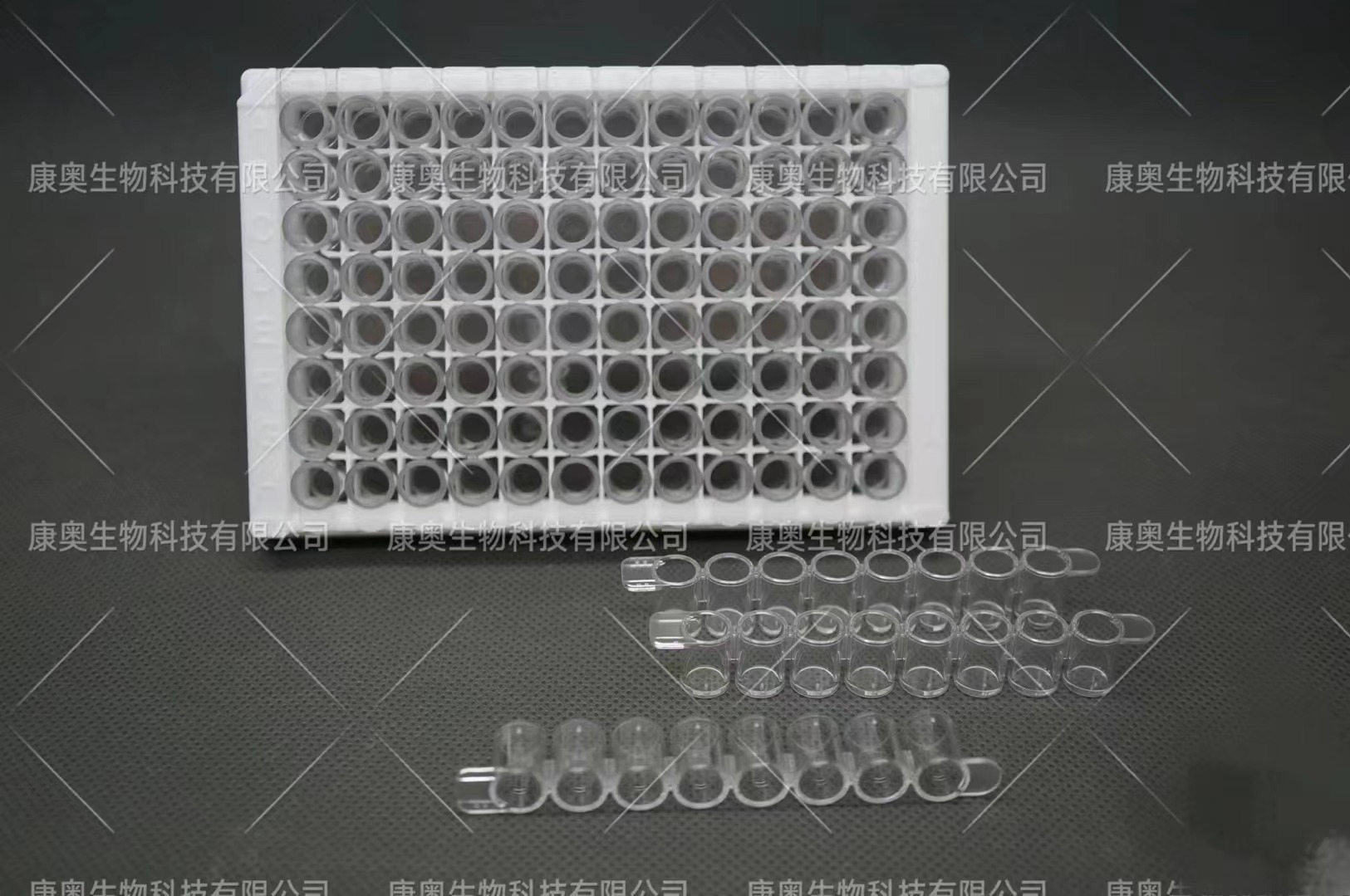 酶标板，透明，可拆卸8孔条，白色框架
